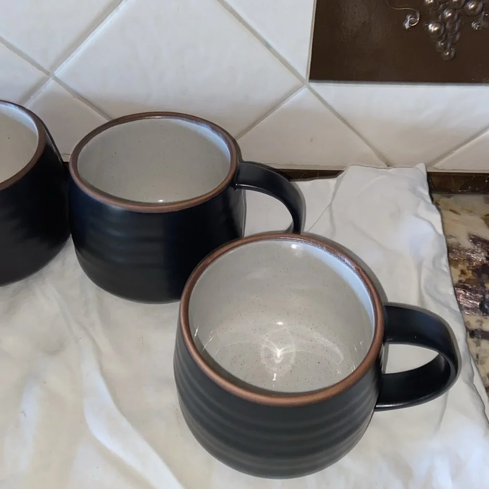 Like new set of 4 Crate & Barrel 18th Street Mugs Boho Rustic Stoneware